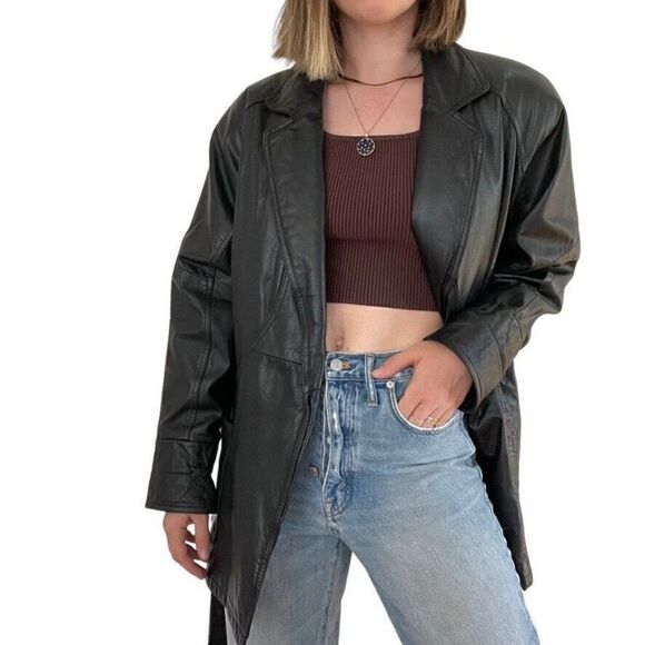 Vintage 1990s Womens Wilsons Leather Black Biker Matrix Thinsulate Jacket Sz S - Picture 5 of 9
